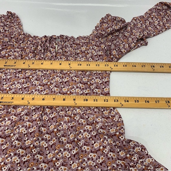 No Comment Purple Dress Small  Empire Ruffle Key Hole‎ Cinch Tie Neckline Fairy - Picture 7 of 10